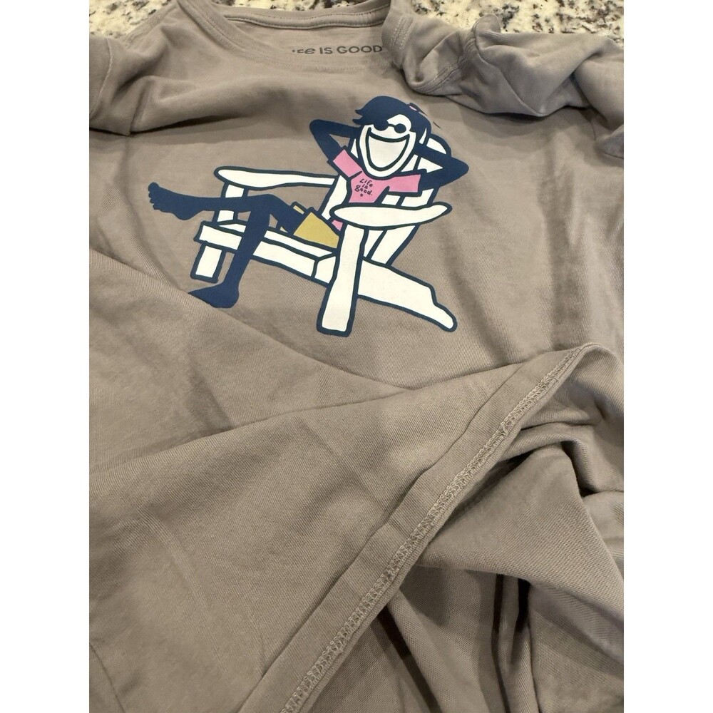 Life Is Good Women’s Crusher Tee Taupe Unplug Shirt Size XS